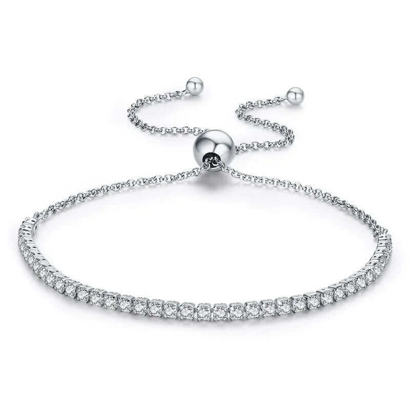 14K Gold Plated CZ Tennis Bracelet – Sterling Silver Adjustable Jewelry - Viva Bella