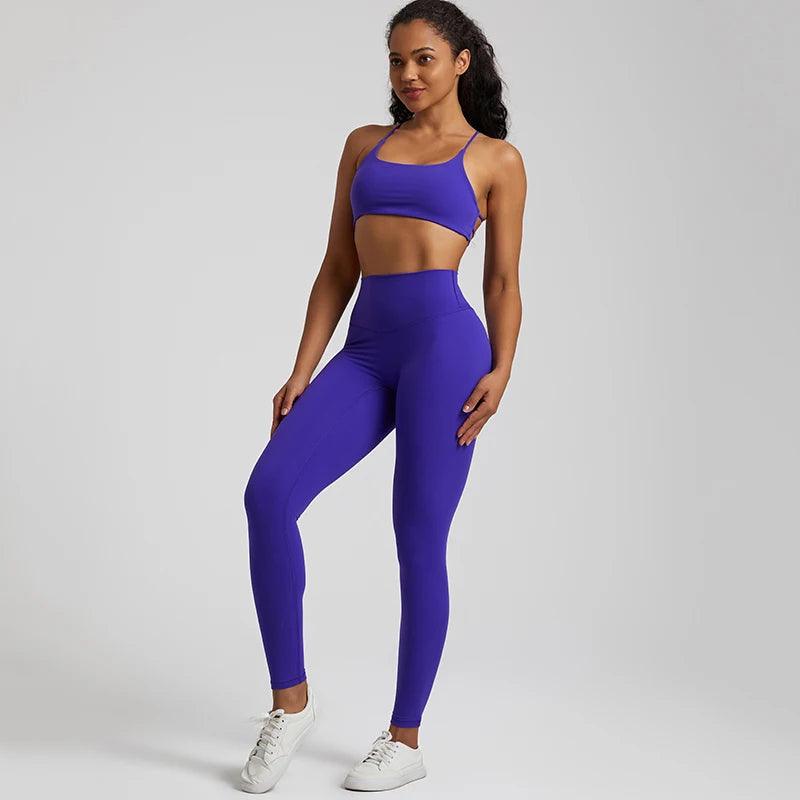 Buttery Soft Gym Set – Leggings & Backless Sports Bra Matching Outfit - Viva Bella