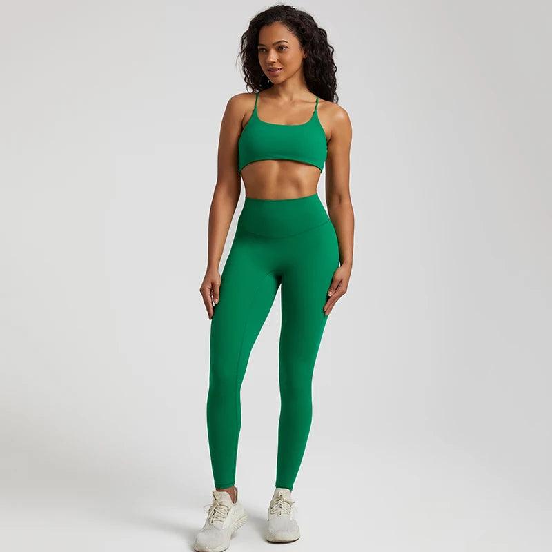 Buttery Soft Gym Set – Leggings & Backless Sports Bra Matching Outfit - Viva Bella