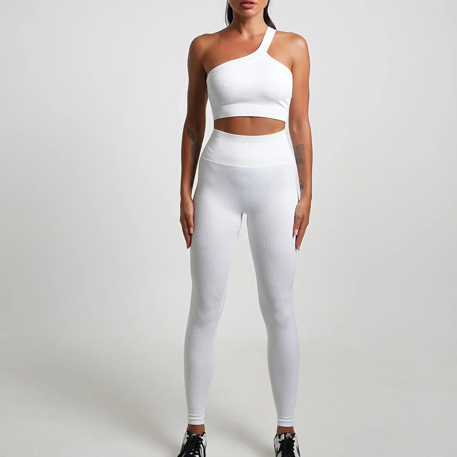 Seamless High-Waist Yoga Set – Workout Leggings & Crop Top for Women - Viva Bella