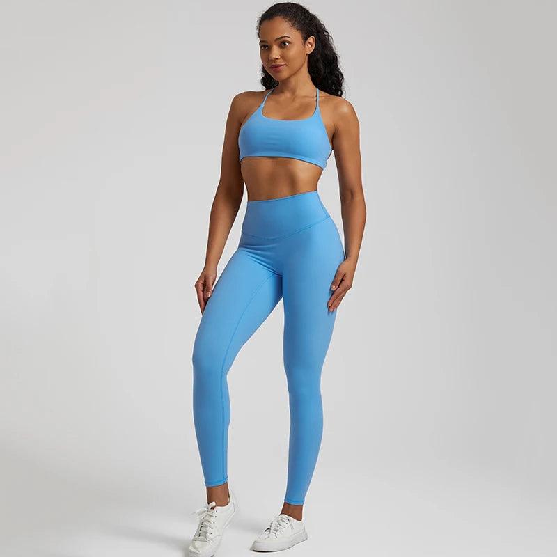 Buttery Soft Gym Set – Leggings & Backless Sports Bra Matching Outfit - Viva Bella