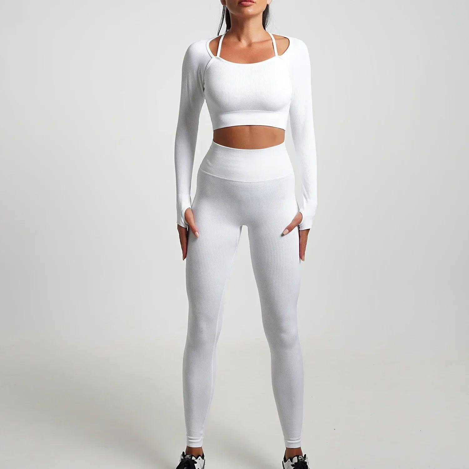 Seamless High-Waist Yoga Set – Workout Leggings & Crop Top for Women - Viva Bella