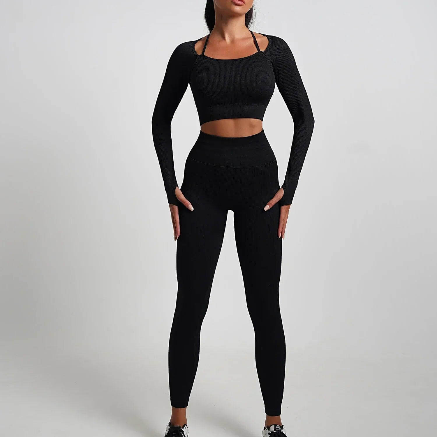 Seamless High-Waist Yoga Set – Workout Leggings & Crop Top for Women - Viva Bella