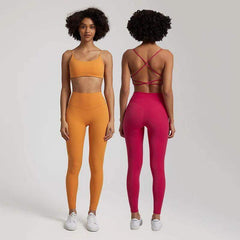 Buttery Soft Gym Set – Leggings & Backless Sports Bra Matching Outfit - Viva Bella