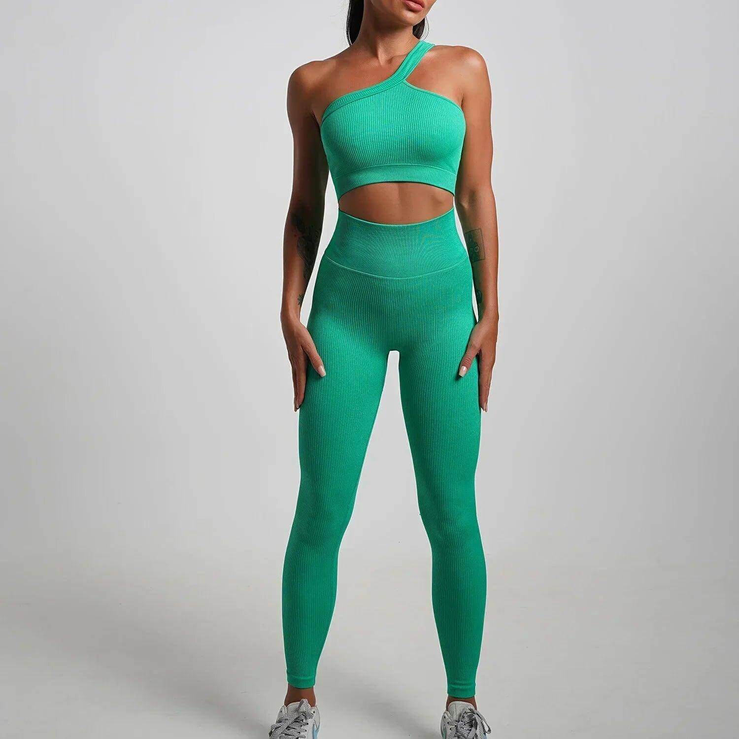 Seamless High-Waist Yoga Set – Workout Leggings & Crop Top for Women - Viva Bella