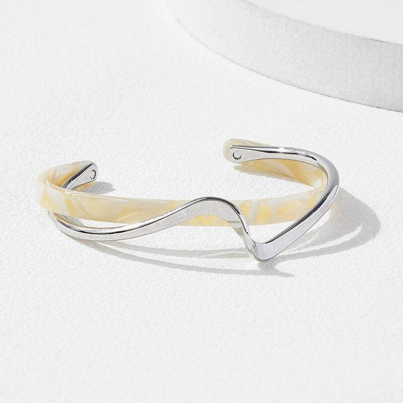 Shell Bracelet Cuff - Geometric Metal Bangles for Women - Viva Bella