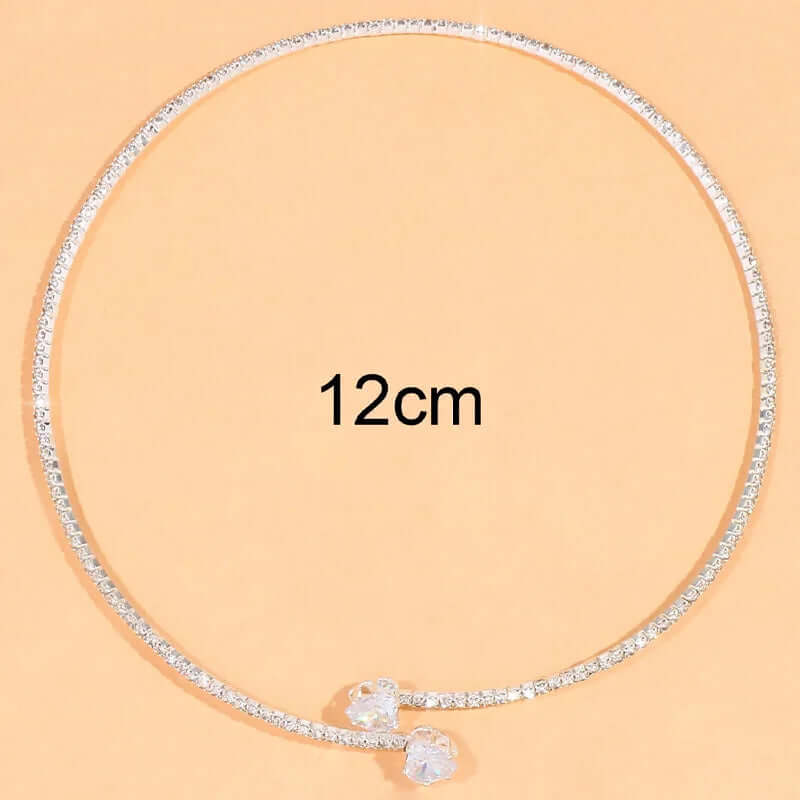 Rhinestone Heart Choker – Elegant Open Collar Necklace