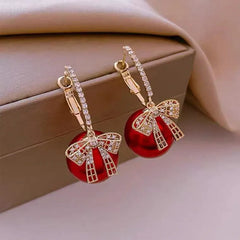 Luxury Gold Color Zircon Bowknot Stud Earrings