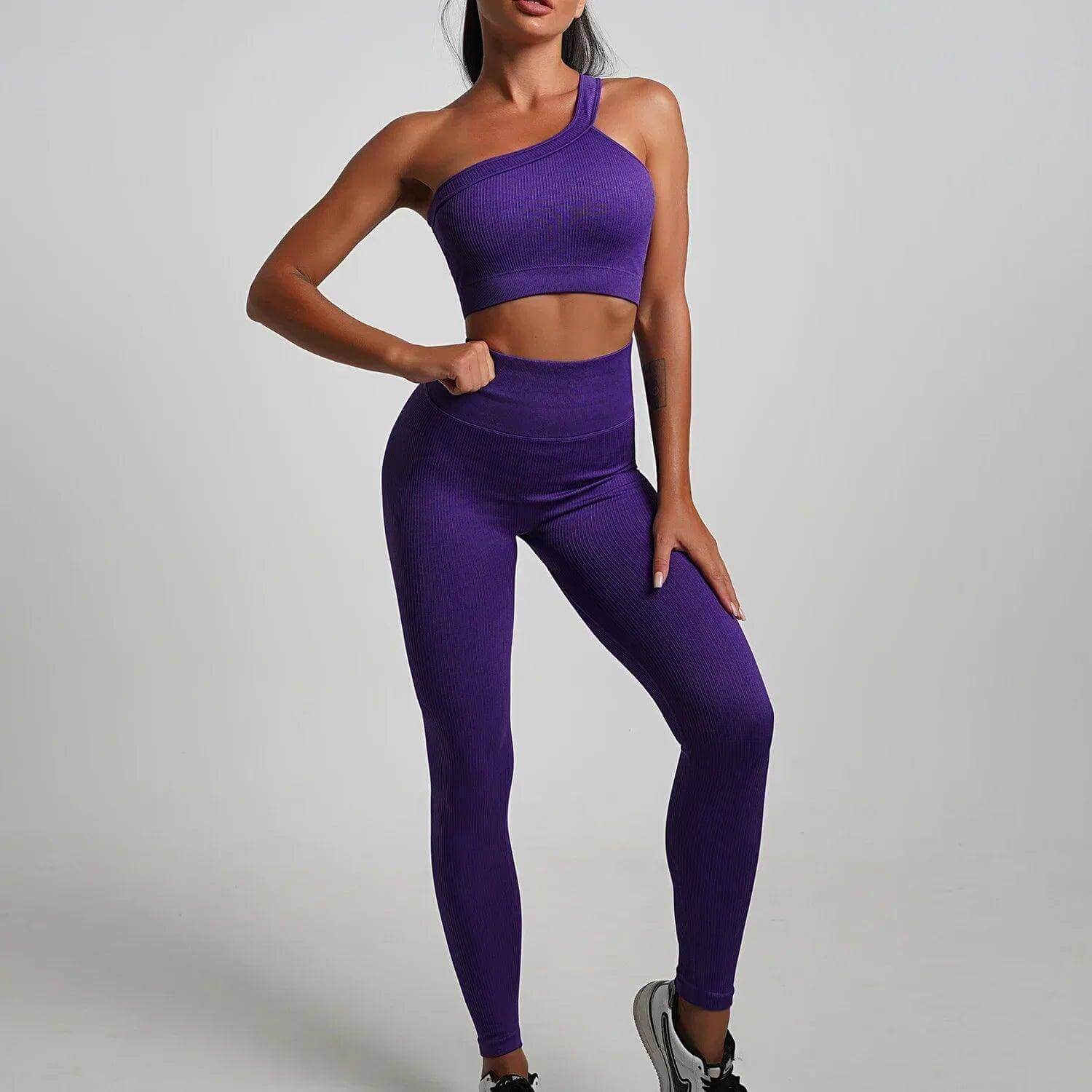 Seamless High-Waist Yoga Set – Workout Leggings & Crop Top for Women - Viva Bella