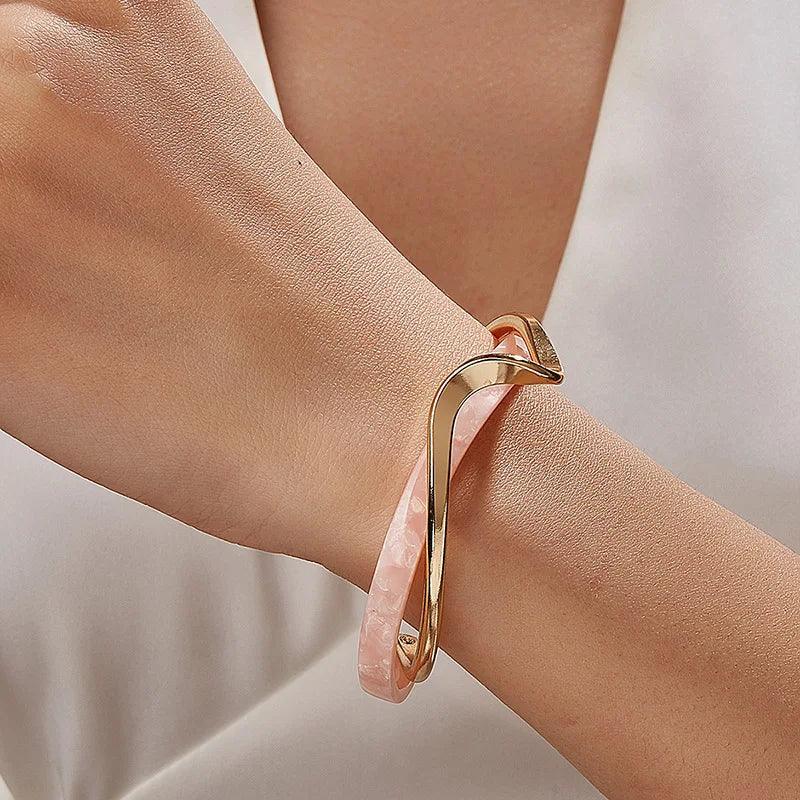 Shell Bracelet Cuff - Geometric Metal Bangles for Women - Viva Bella