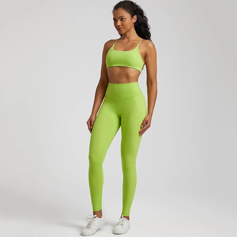 Buttery Soft Gym Set – Leggings & Backless Sports Bra Matching Outfit - Viva Bella