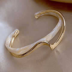 Shell Bracelet Cuff - Geometric Metal Bangles for Women - Viva Bella