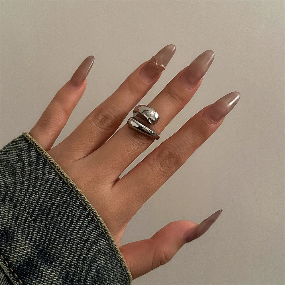 Wide Metal Bangle Ring