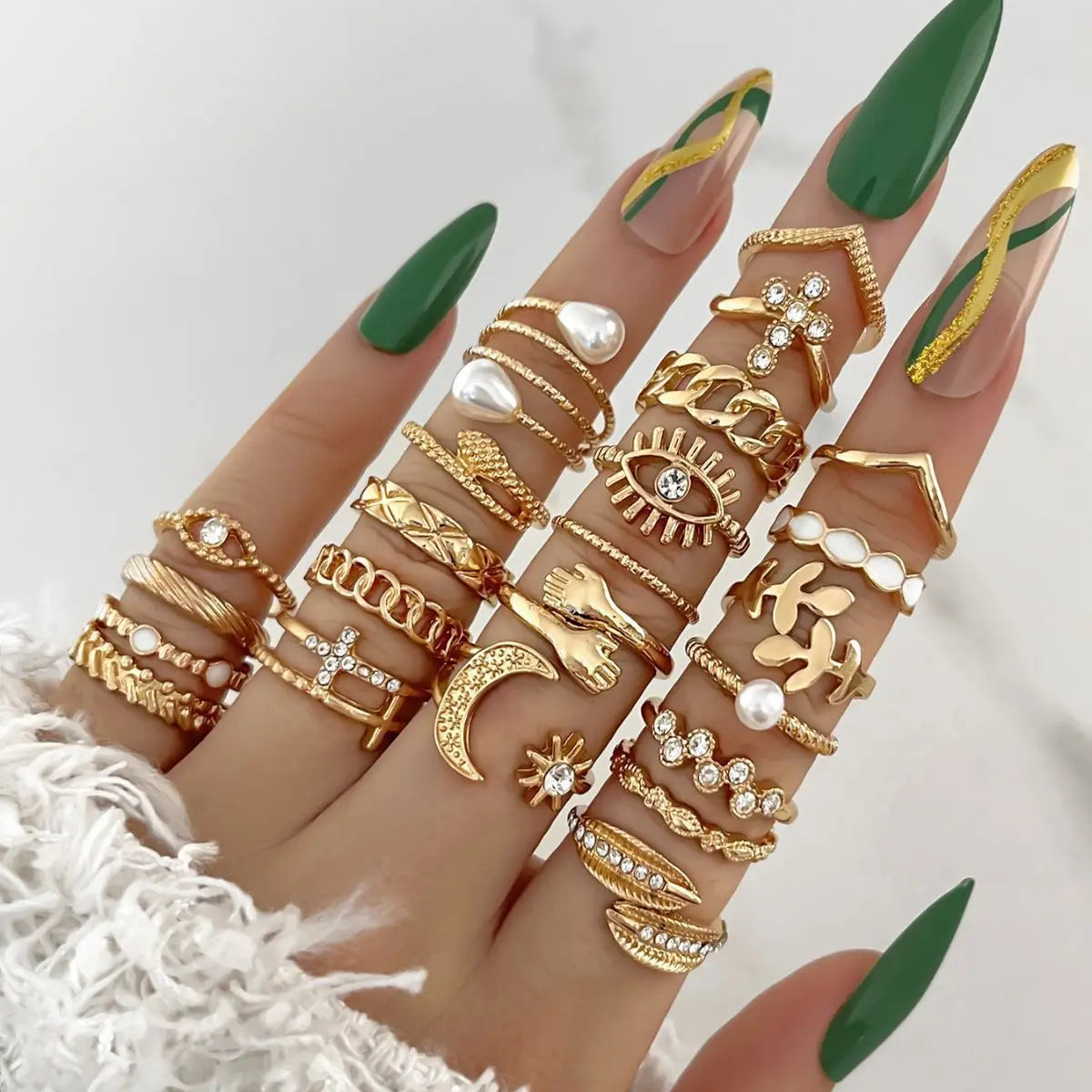 Fashion Simple Wave Joint Rings Set