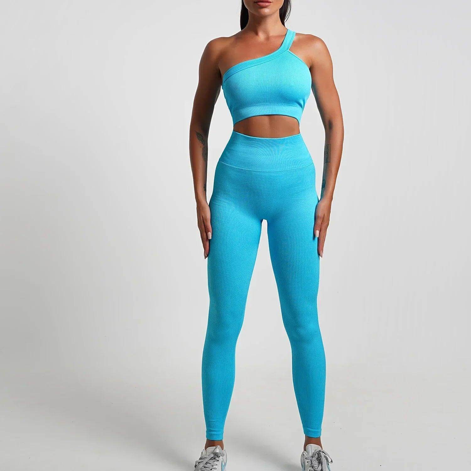 Seamless High-Waist Yoga Set – Workout Leggings & Crop Top for Women - Viva Bella