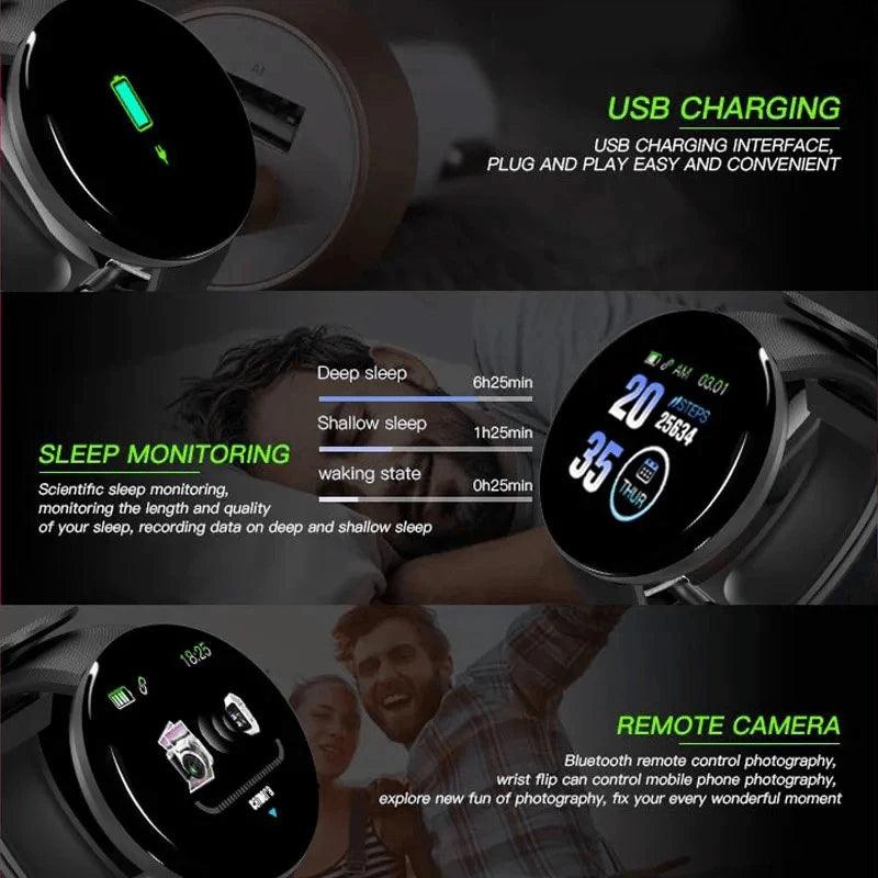 D18 Smart Watch - Bluetooth Fitness Tracker & Sleep Monitor - Viva Bella