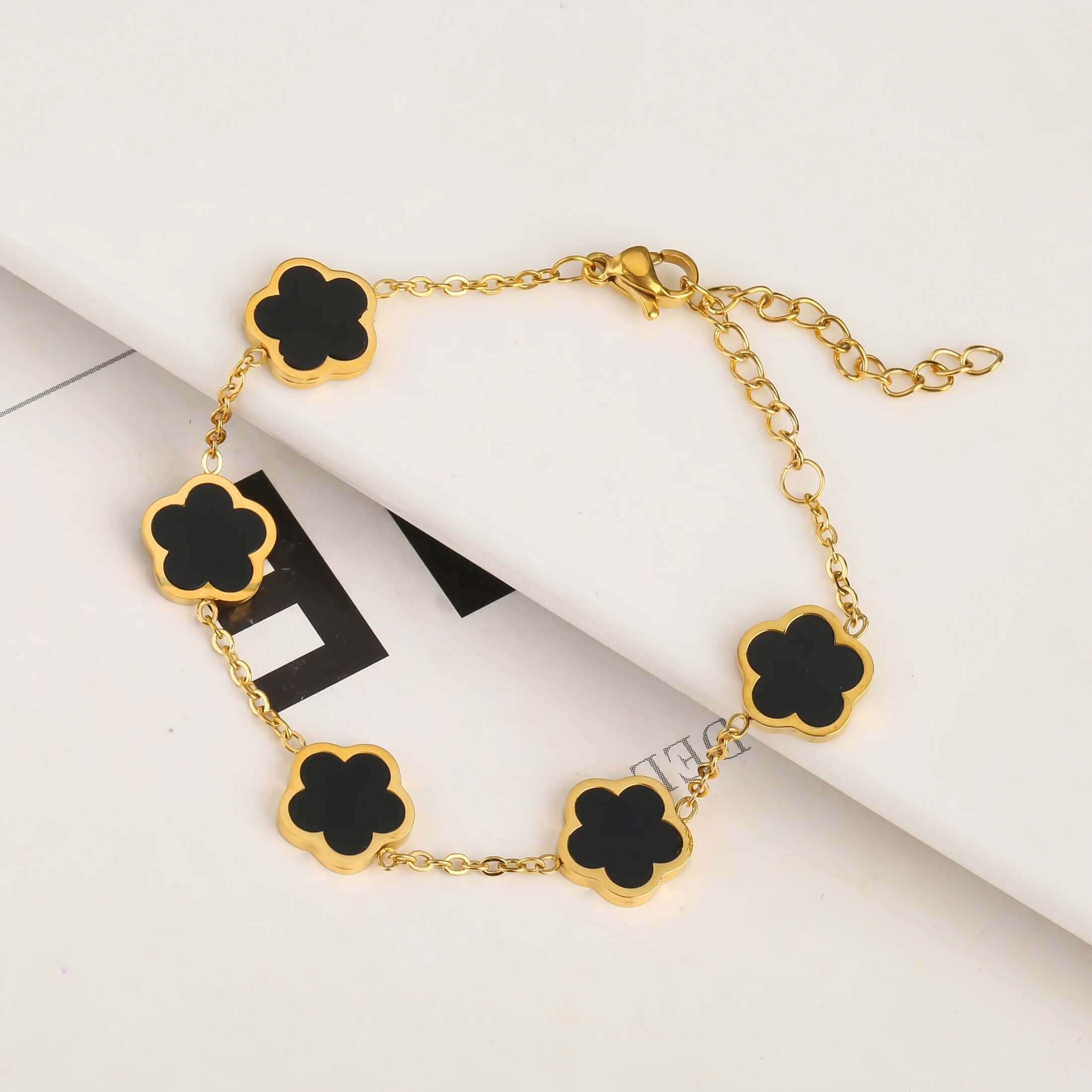 Gold Plated Flower Bracelet – Adjustable Luxury Gift - Viva Bella