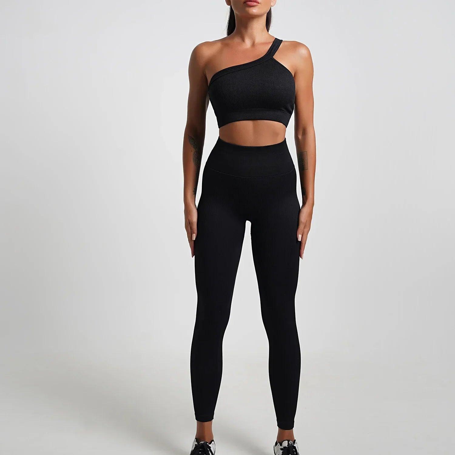 Seamless High-Waist Yoga Set – Workout Leggings & Crop Top for Women - Viva Bella