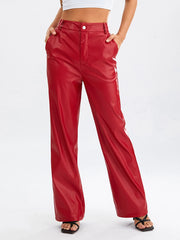 High-Waist PU Leather Trousers – Edgy & Comfortable