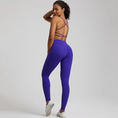 Buttery Soft Gym Set – Leggings & Backless Sports Bra Matching Outfit - Viva Bella