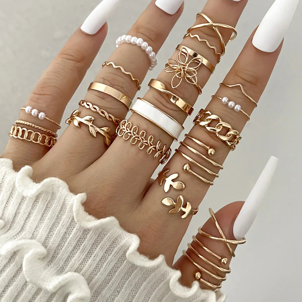 Fashion Simple Wave Joint Rings Set