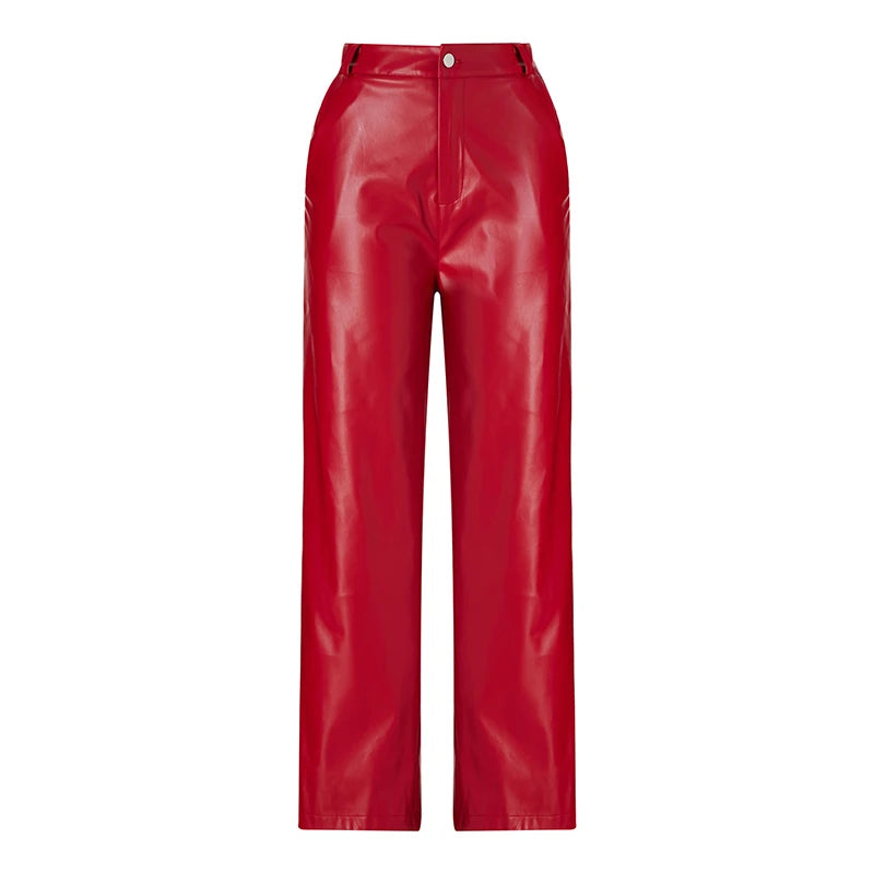 High-Waist PU Leather Trousers – Edgy & Comfortable