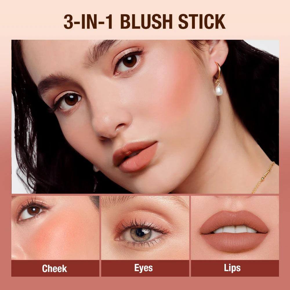 3-in-1 Lipstick Blush Stick – Lightweight, Waterproof Multi Tint - Viva Bella