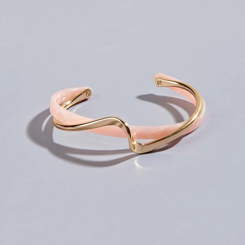 Shell Bracelet Cuff - Geometric Metal Bangles for Women - Viva Bella