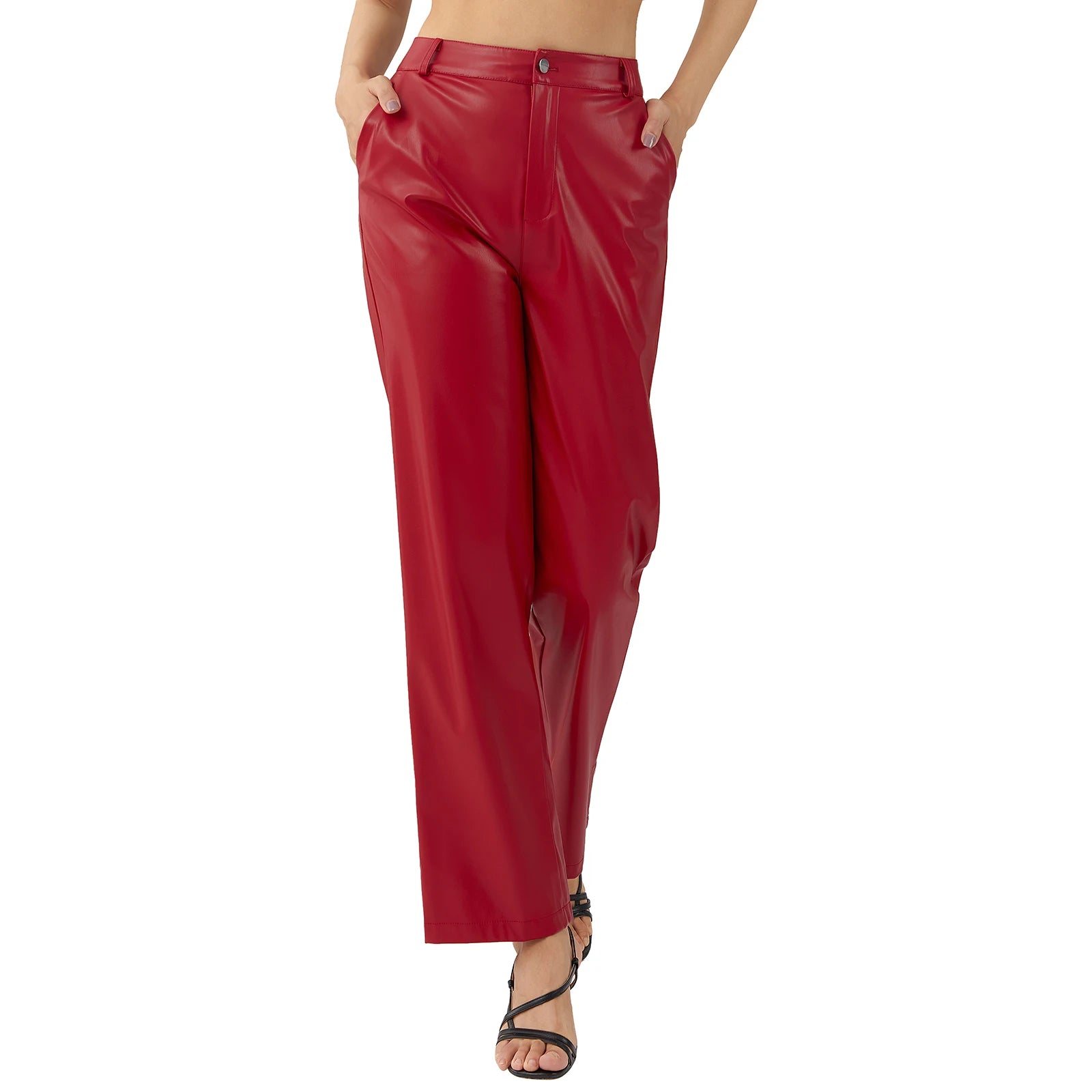 High-Waist PU Leather Trousers – Edgy & Comfortable