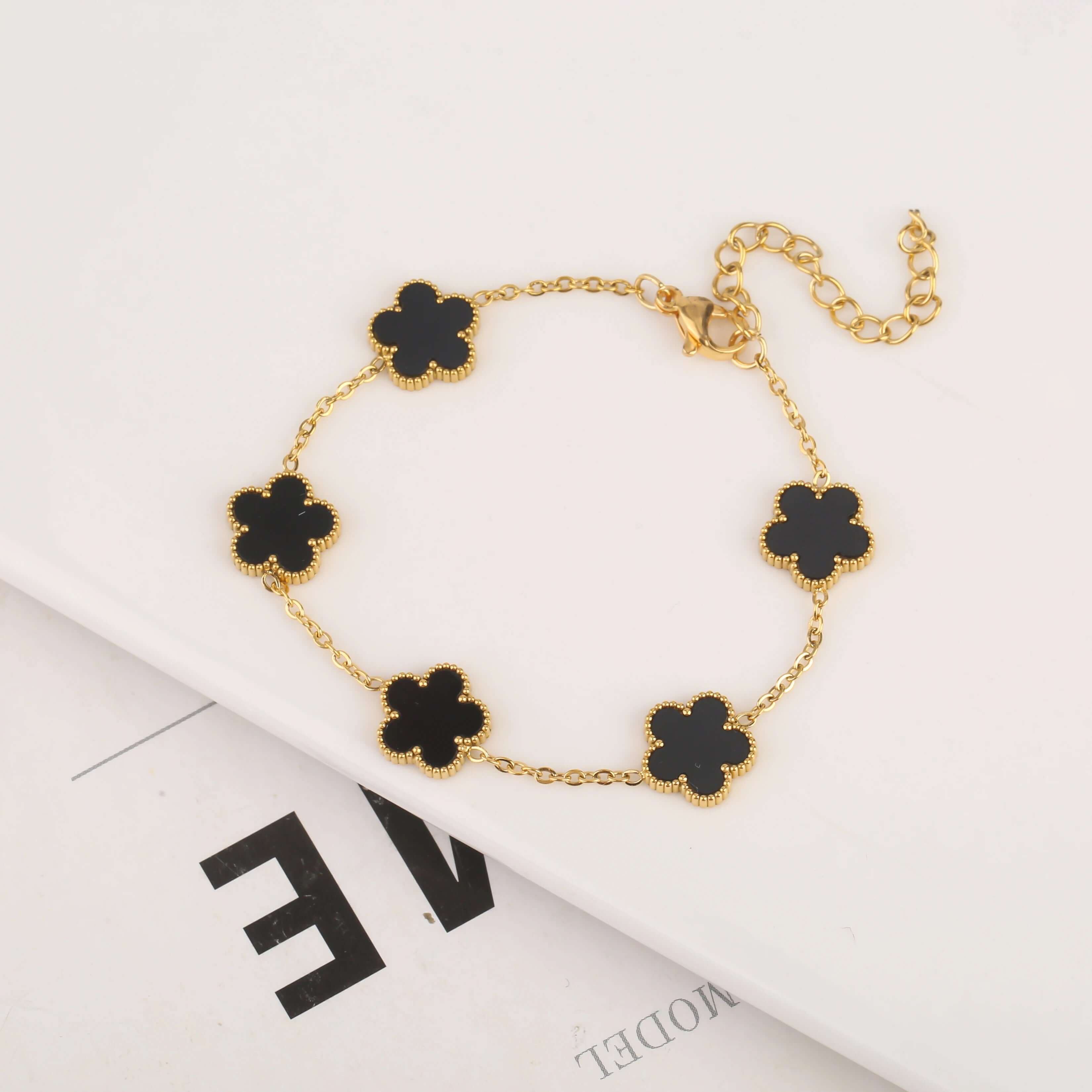 Gold Plated Flower Bracelet – Adjustable Luxury Gift - Viva Bella