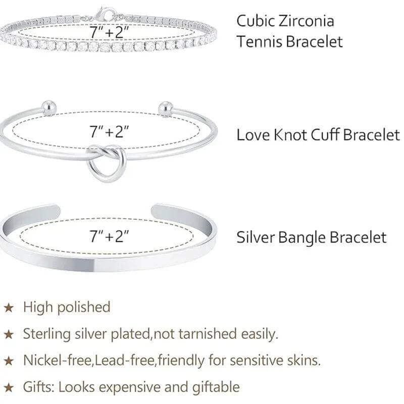 Stainless Steel Cuff Bracelets - Adjustable 14K Silver Bangles - Viva Bella