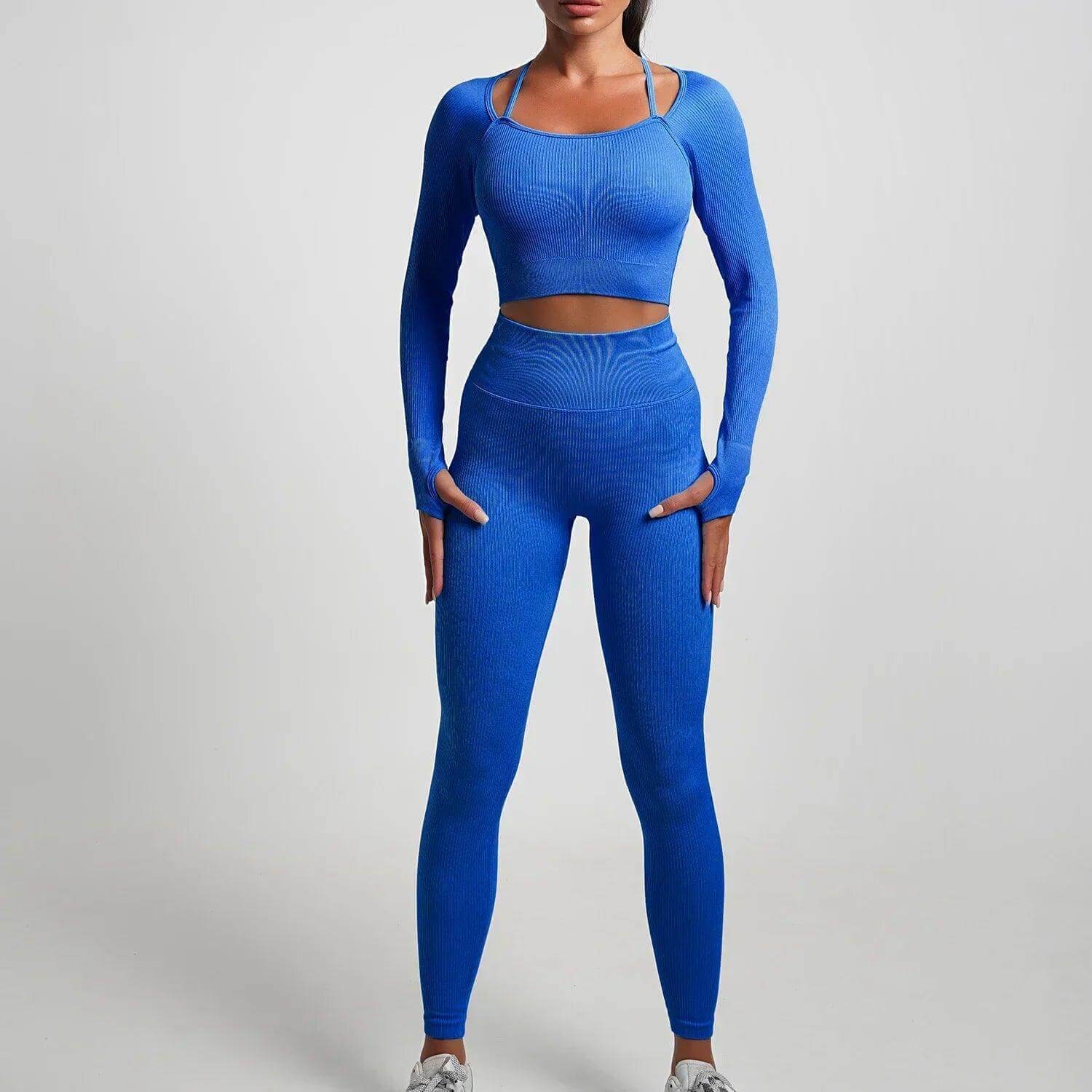 Seamless High-Waist Yoga Set – Workout Leggings & Crop Top for Women - Viva Bella