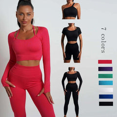 Seamless High-Waist Yoga Set – Workout Leggings & Crop Top for Women - Viva Bella