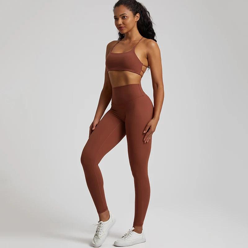 Buttery Soft Gym Set – Leggings & Backless Sports Bra Matching Outfit - Viva Bella