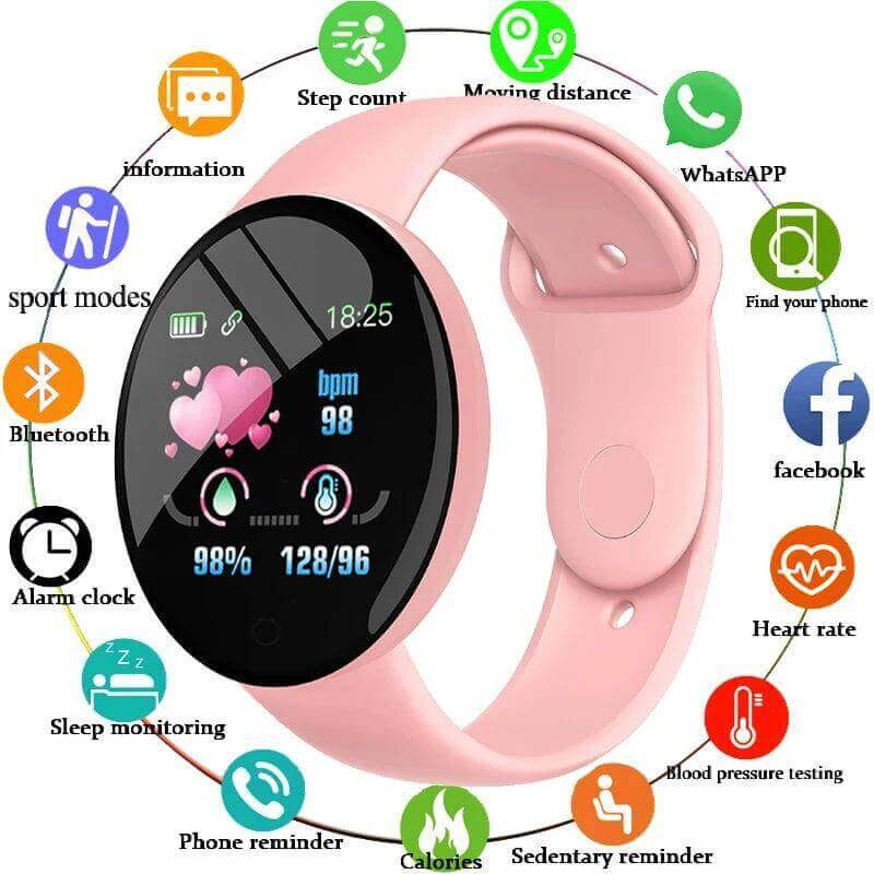 D18 Smart Watch - Bluetooth Fitness Tracker & Sleep Monitor - Viva Bella