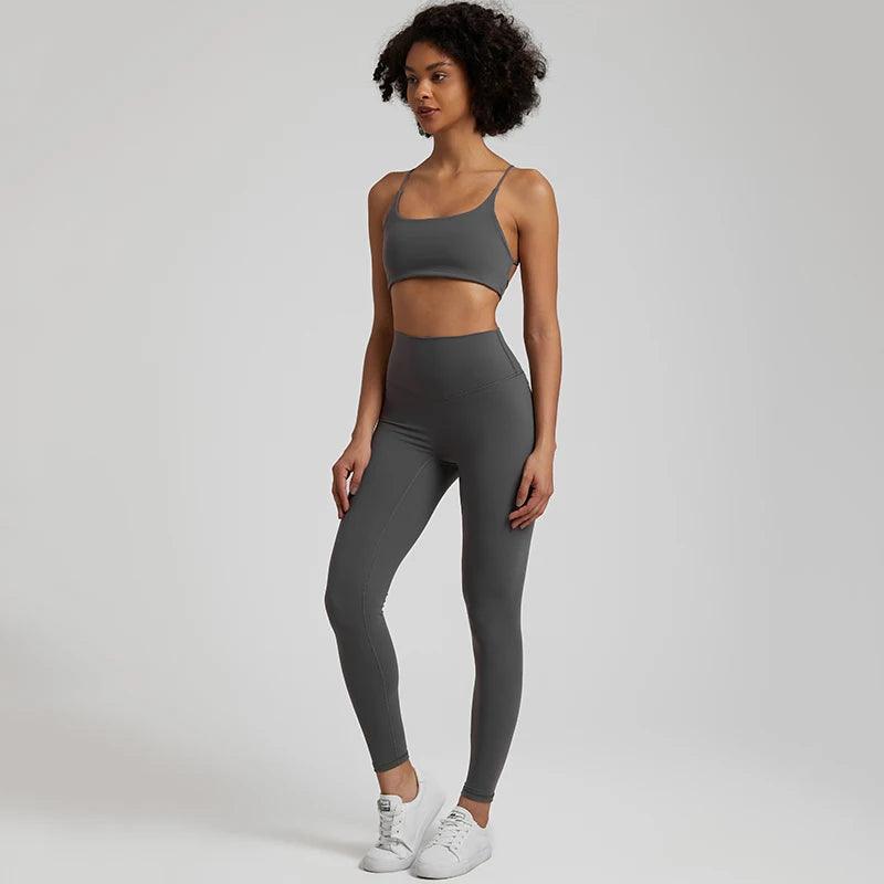 Buttery Soft Gym Set – Leggings & Backless Sports Bra Matching Outfit - Viva Bella